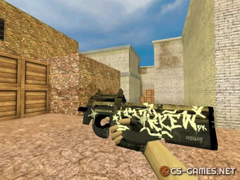 Модель HD P90 «Wasteland Rebel» с анимацией осмотра для CS 1.6