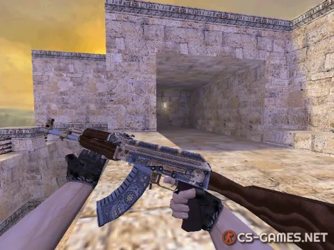 Модель HD AK-47 «Cartel Gold» с анимацией осмотра для CS 1.6