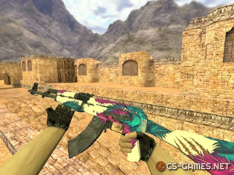Модель HD AK-47 «Blue Wolf» с анимацией осмотра для CS 1.6