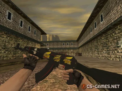 Модель HD AK-47 «Redline» с наклейками для CS 1.6