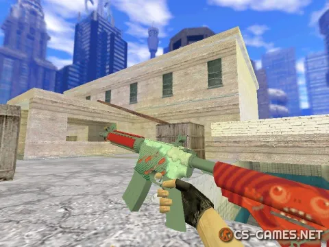 Модель M4A4 «Bullet Rain» с анимацией осмотра для CS 1.6