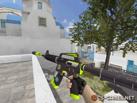 Модель HD M4A1-S «Green Cyrex» с наклейками для CS 1.6