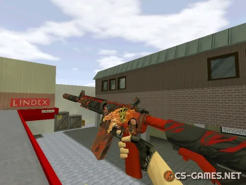Модель HD M4A4 «Howl» с наклейками для CS 1.6