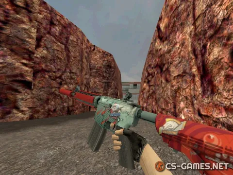 Модель HD M4A4 «Bullet Rain» с наклейками для CS 1.6