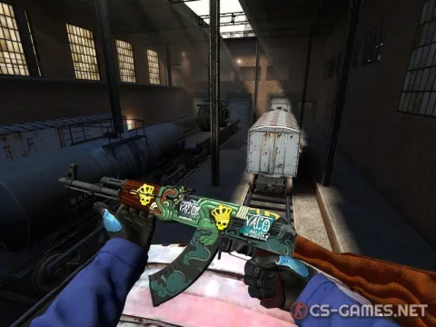 Модель AK-47 «Fire serpent с наклейками» для CSS v34