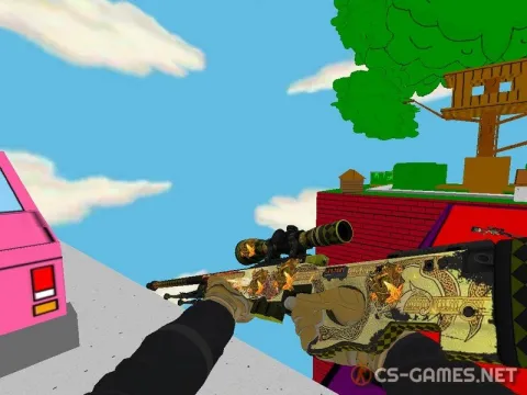 Модель AWP «Dragon Lore с наклейками» для CSS v34